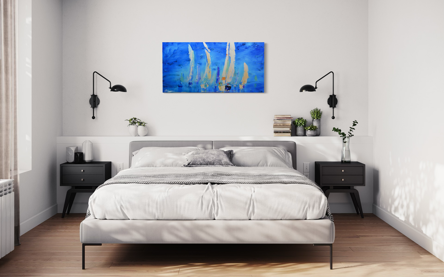 Reproduction, Voiliers fond bleu