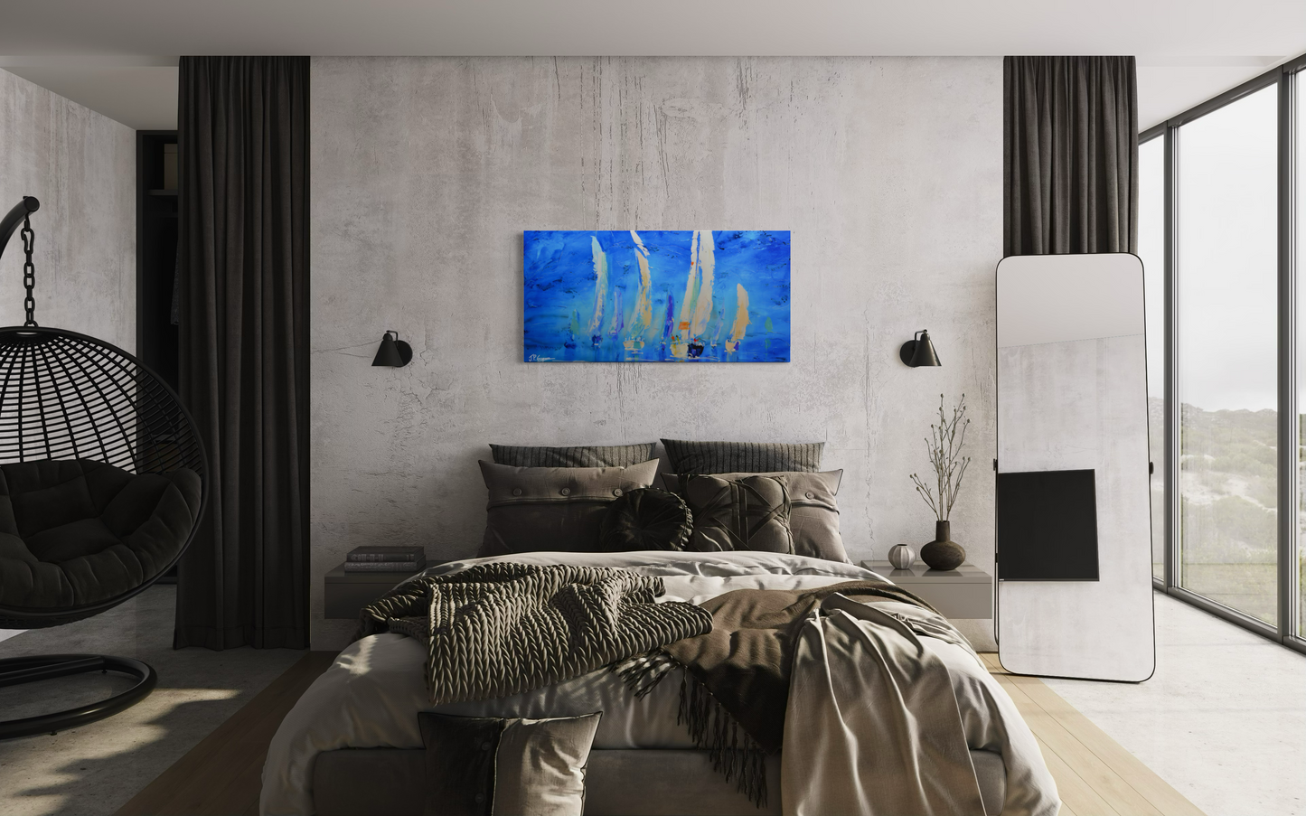 Reproduction, Voiliers fond bleu