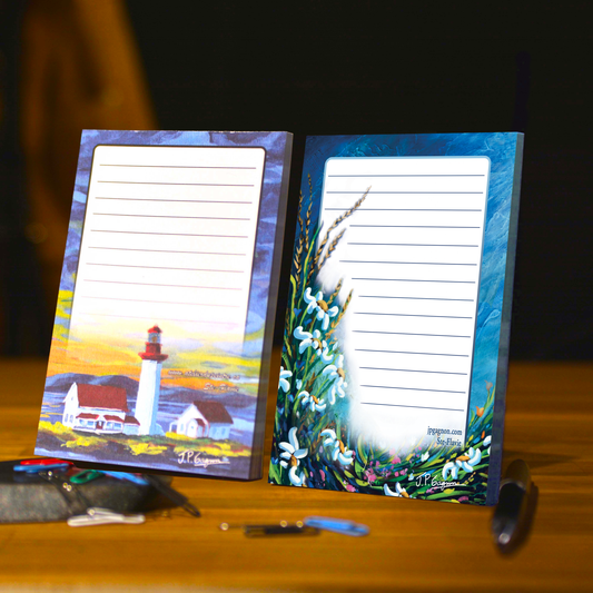 Métis daisy and lighthouse notepad